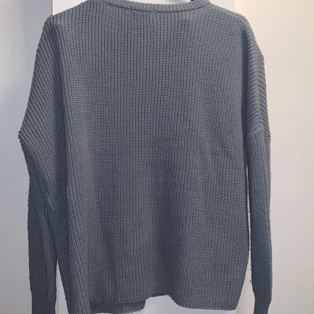 Say What❓Grey‎ Long Sleeve Sweater